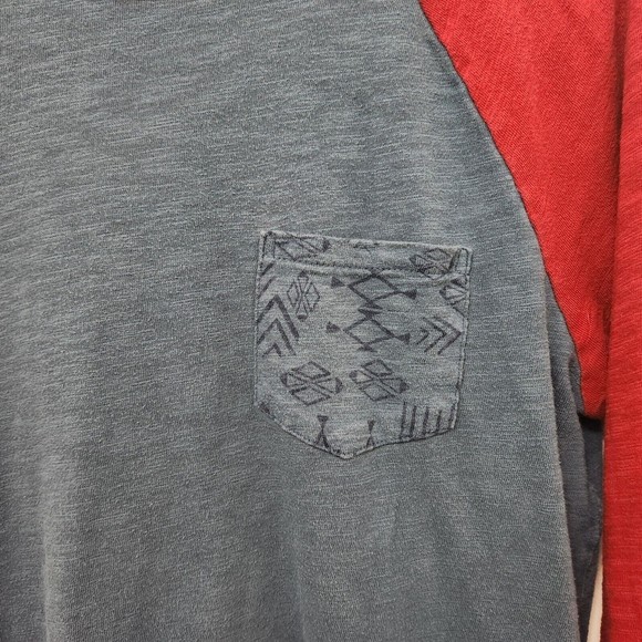 MASSIMO SUPPLY CO. Men's Athletic Blue Red Baseball Tee 3/4 Sleeve Size M - Picture 3 of 7